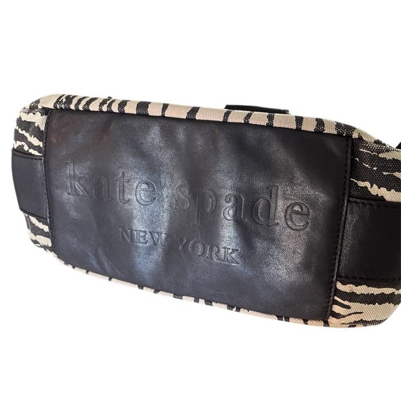 Kate Spade Zebra Print Canvas Handbag with Brown Leather Accents - Picture 4 of 16